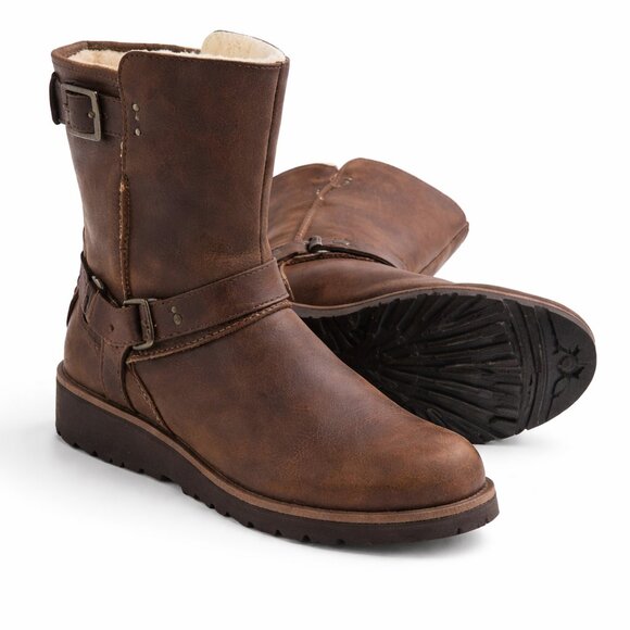 UGG Shoes - UGG Maddox Leather Shearling Lined Moto Boots Women’s 9 | Warm Winter Buckle